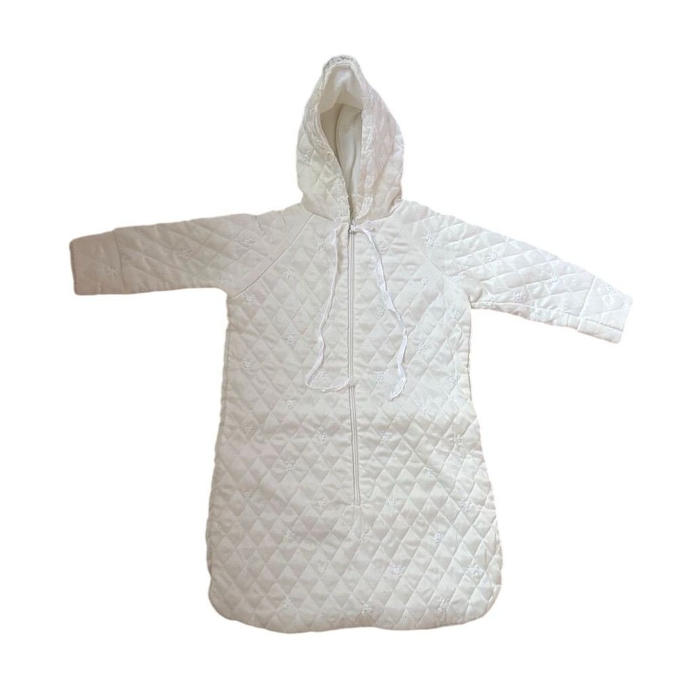 Vintage Satin Quilted‎ Infant Hooded Sleep Sack Baby Classic white timeless
